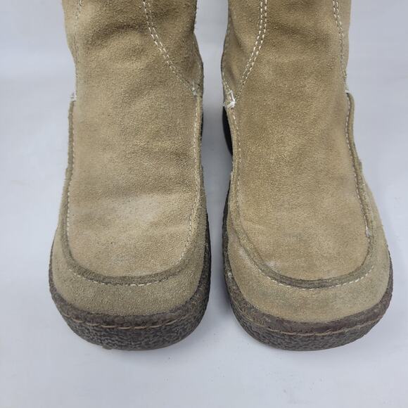 Vintage Bongo Boots 8 Tan Brown Suede Platform Wedge 90s Y2K Retro Chunky Ankle - Picture 4 of 12